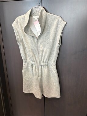 She + Sky Heather Gray Zip-Front Women’s One-Piece Romper